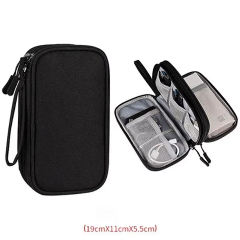 Portable Waterproof Double Layers Storages Bags for Headset Cord Travel Organizer Bag Cable Storage Organizers Pouch Carry Case