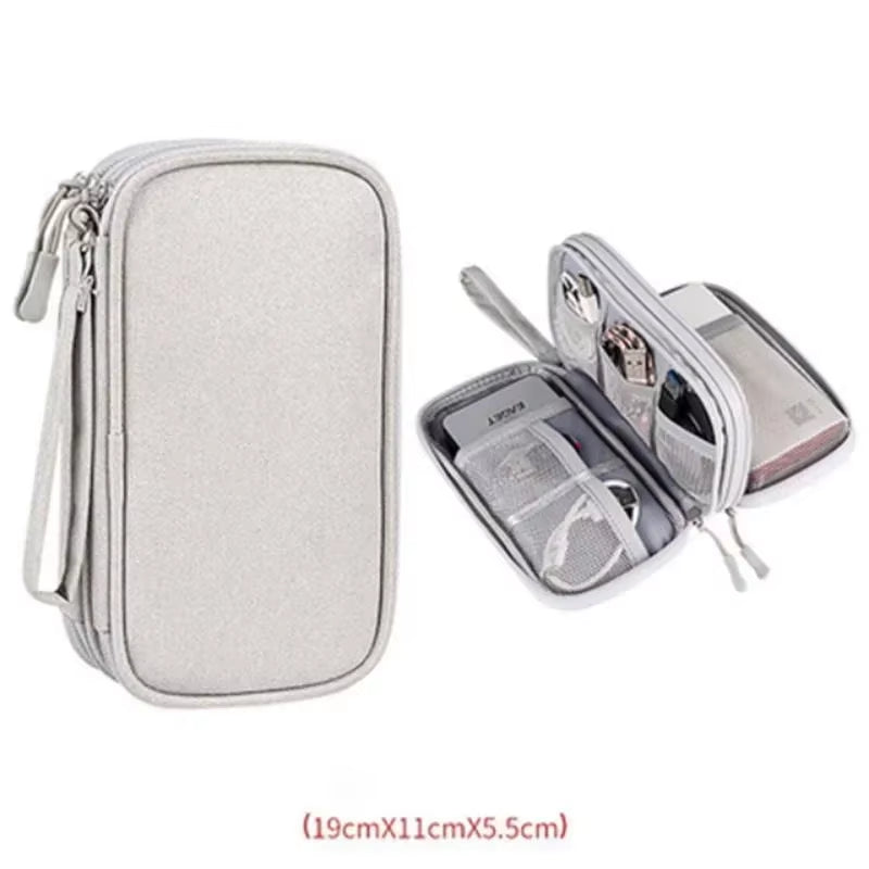 Portable Waterproof Double Layers Storages Bags for Headset Cord Travel Organizer Bag Cable Storage Organizers Pouch Carry Case