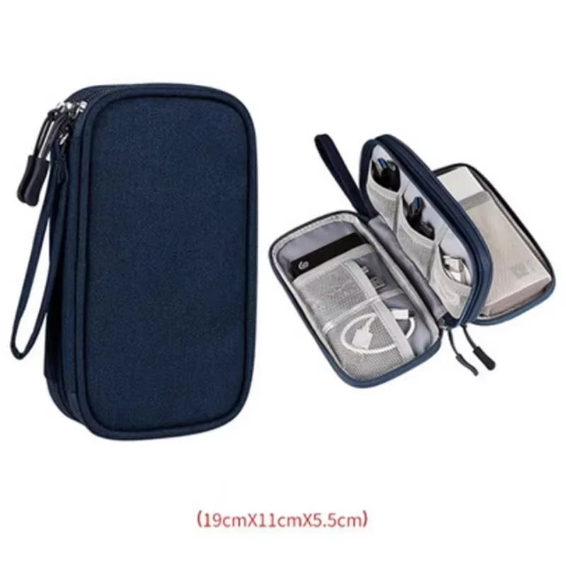 Portable Waterproof Double Layers Storages Bags for Headset Cord Travel Organizer Bag Cable Storage Organizers Pouch Carry Case